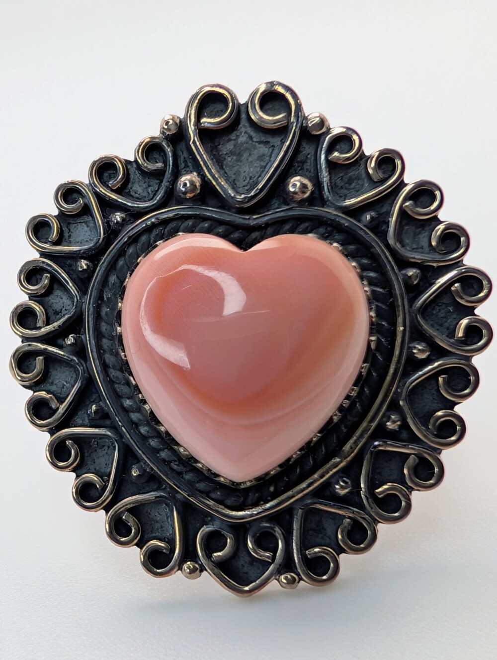 Pink Conch Heart Ring S925 Sterling Silver